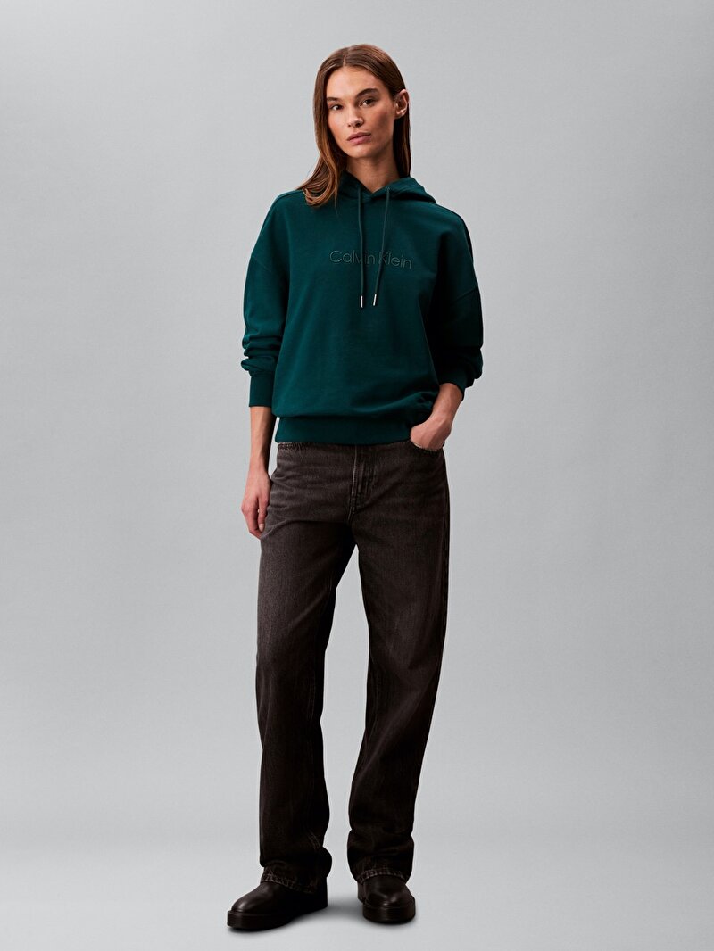 Calvin Klein Mavi Renkli Kadın Logo Embroidered Sweatshirt