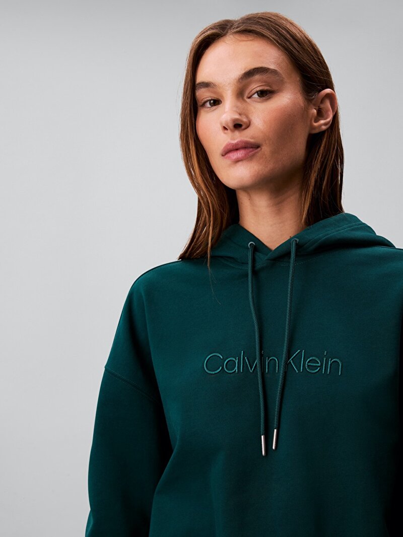 Calvin Klein Mavi Renkli Kadın Logo Embroidered Sweatshirt