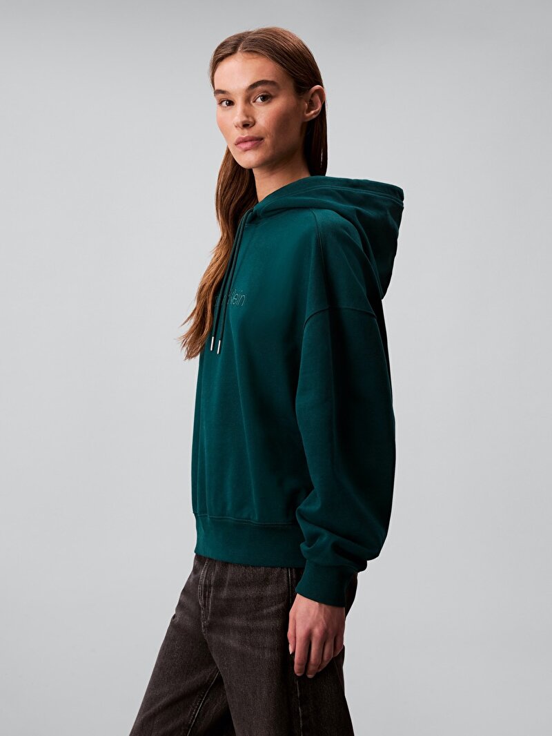 Calvin Klein Mavi Renkli Kadın Logo Embroidered Sweatshirt