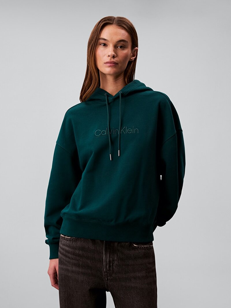 Calvin Klein Mavi Renkli Kadın Logo Embroidered Sweatshirt
