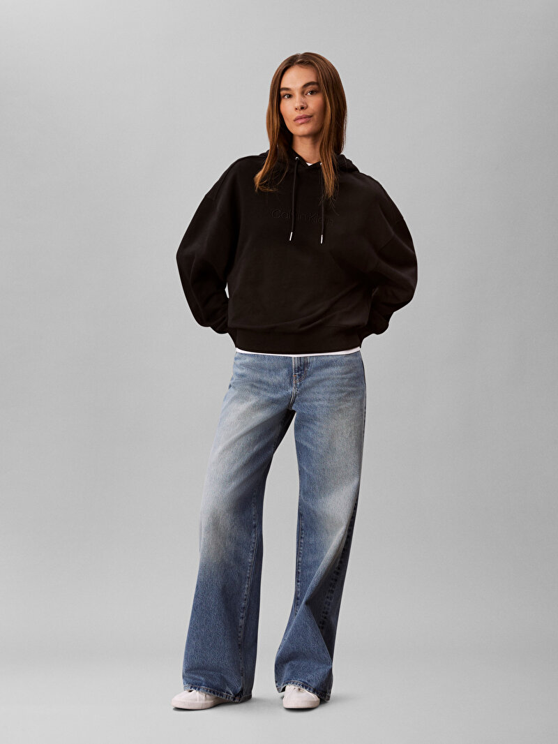 Calvin Klein Siyah Renkli Kadın Logo Emb French Sweatshirt