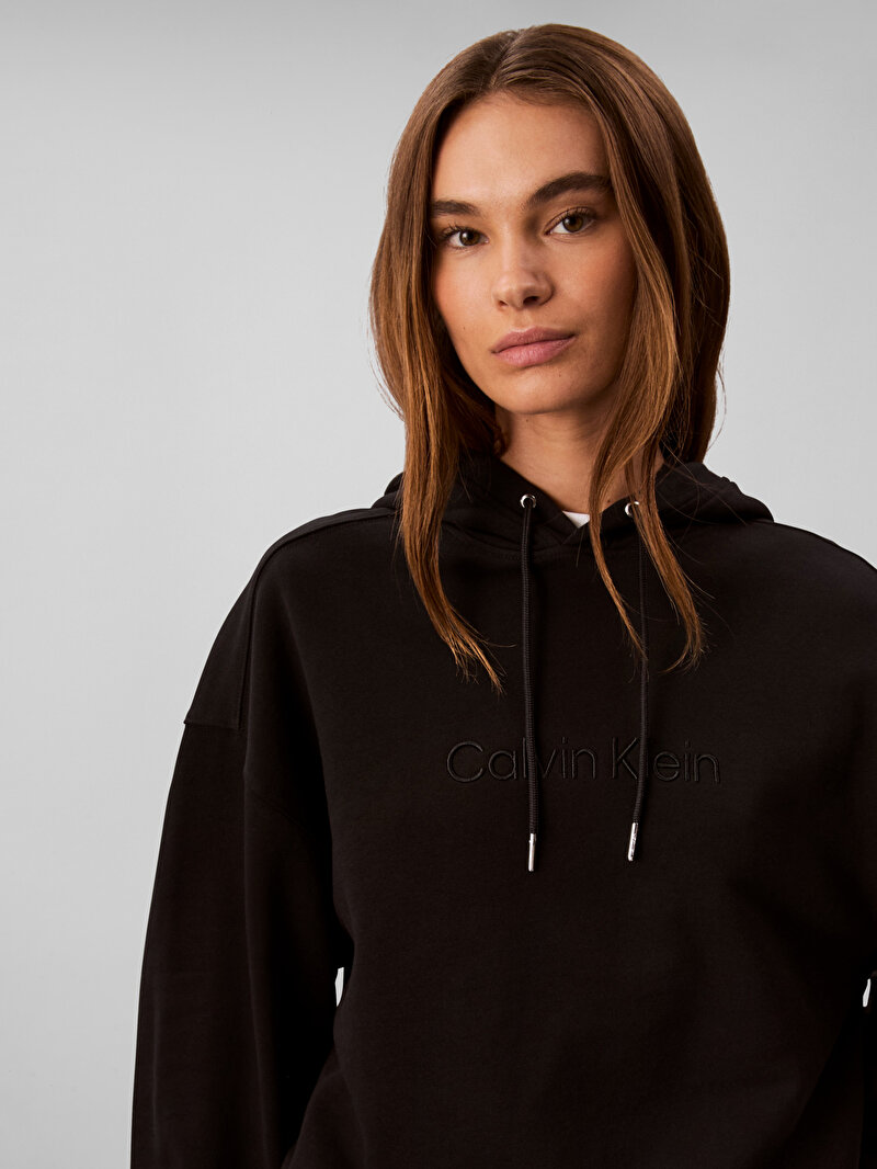 Calvin Klein Siyah Renkli Kadın Logo Emb French Sweatshirt