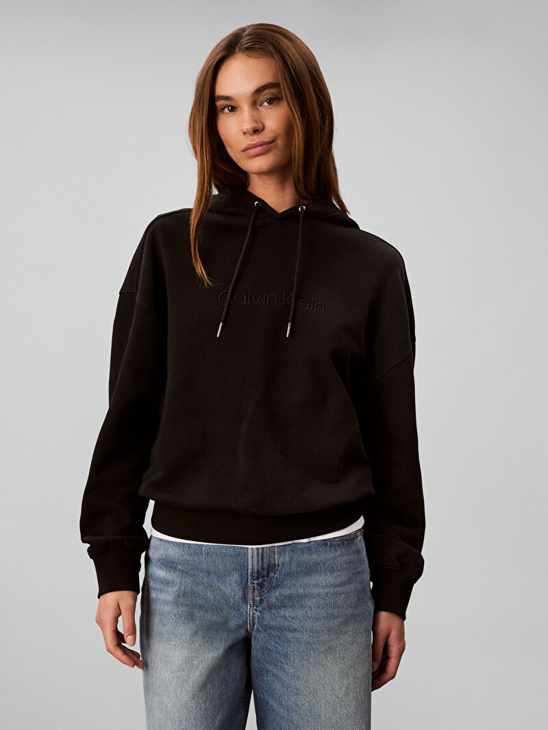Calvin Klein Siyah Renkli Kadın Logo Emb French Sweatshirt