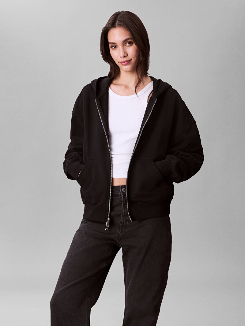 Calvin Klein Siyah Renkli Kadın Logo Sweatshirt