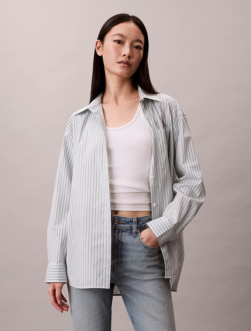 Calvin Klein Mavi Renkli Kadın Perfect Button Gömlek