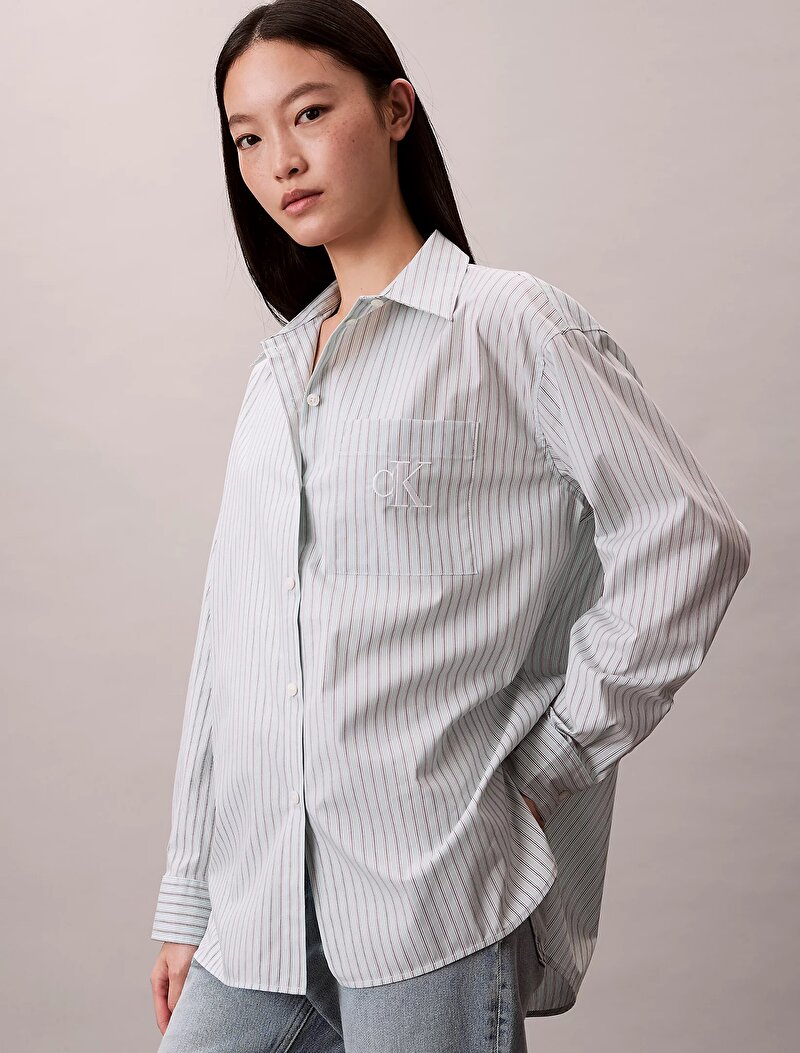 Calvin Klein Mavi Renkli Kadın Perfect Button Gömlek