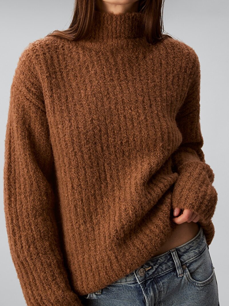 Calvin Klein Bej Renkli Kadın Brushed Wool Kazak