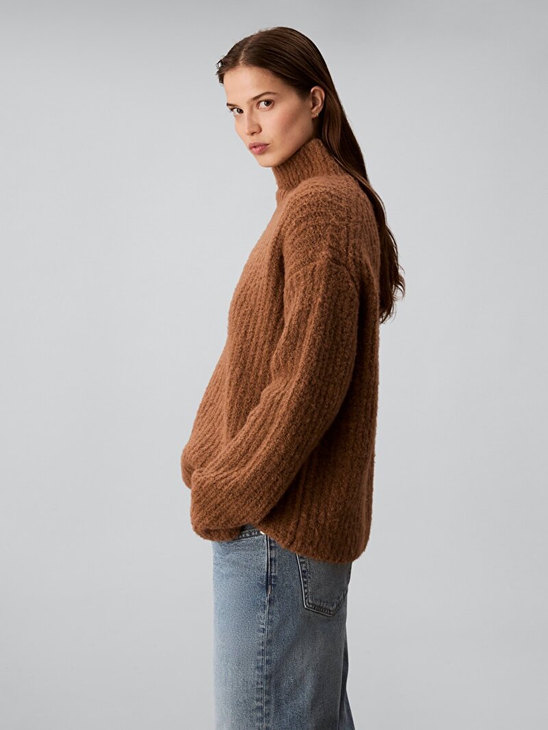 Calvin Klein Bej Renkli Kadın Brushed Wool Kazak