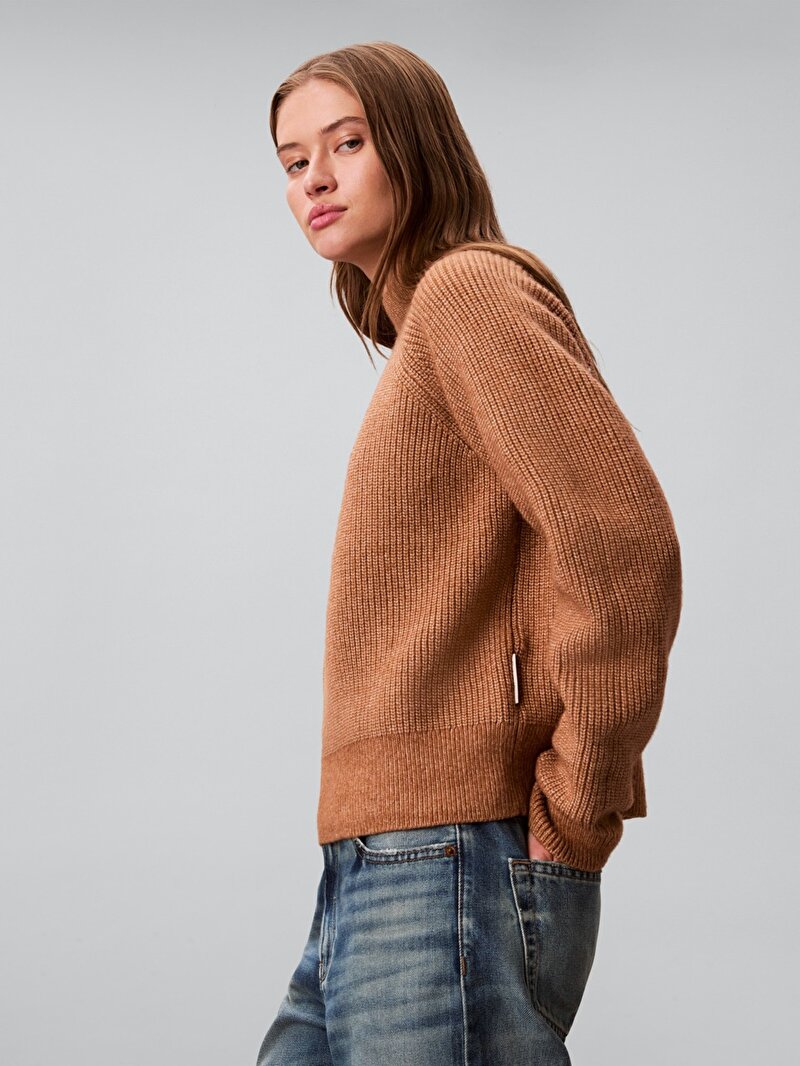 Calvin Klein Bej Renkli Kadın Woolen Stitch Kazak