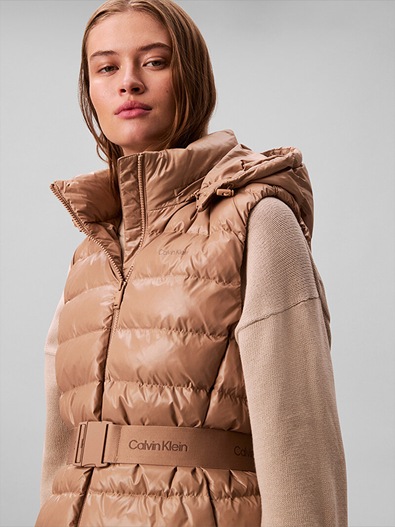 Calvin Klein Bej Renkli Kadın Belted Lightweight Yelek