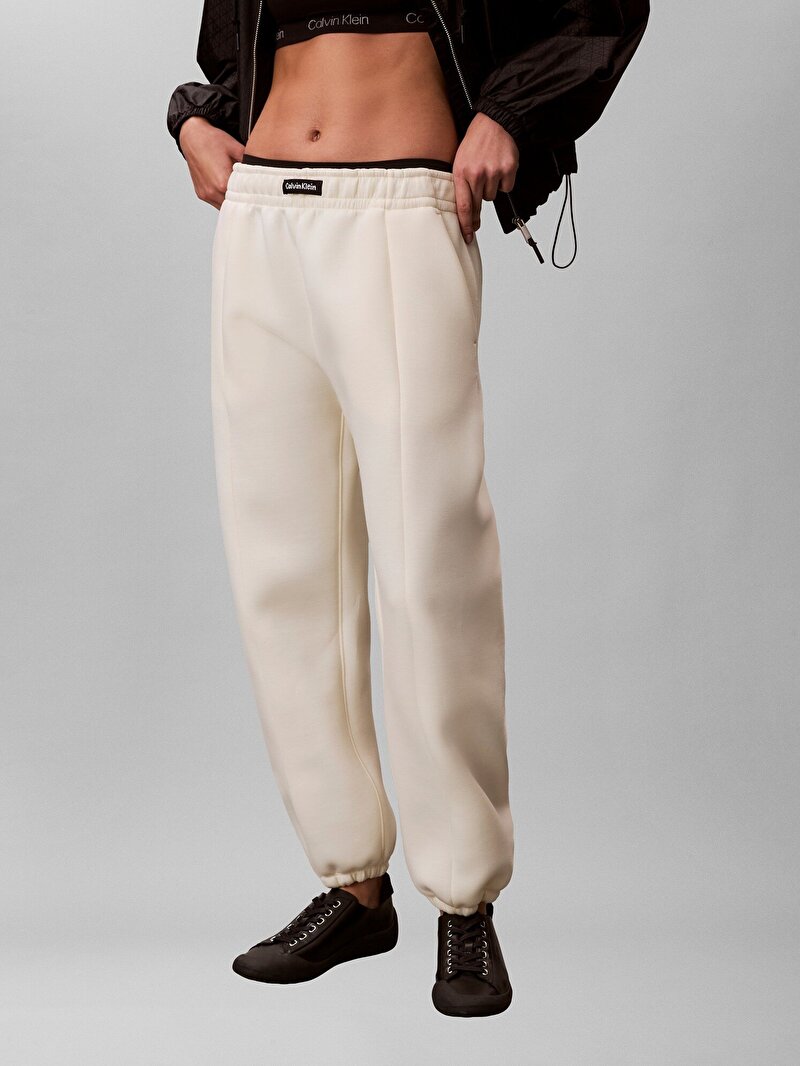 Calvin Klein Beyaz Renkli Kadın Relaxed Scuba Jogger Eşofman Altı