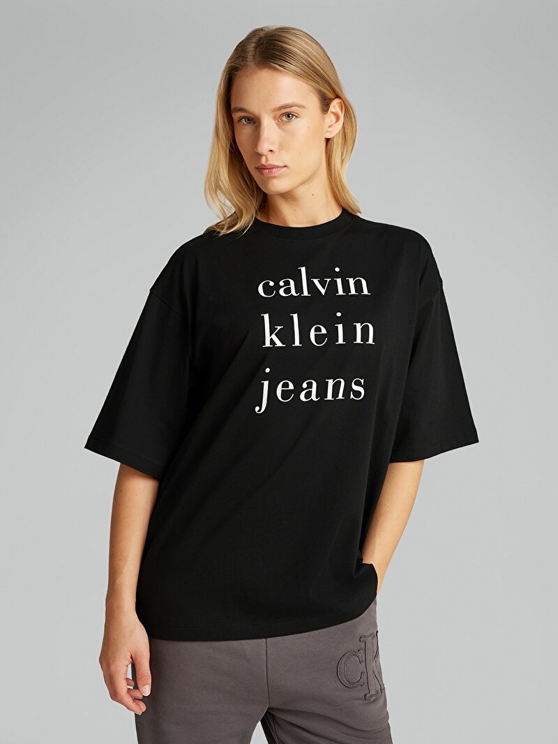 Calvin Klein Siyah Renkli Kadın CKJ Logo T-shirt