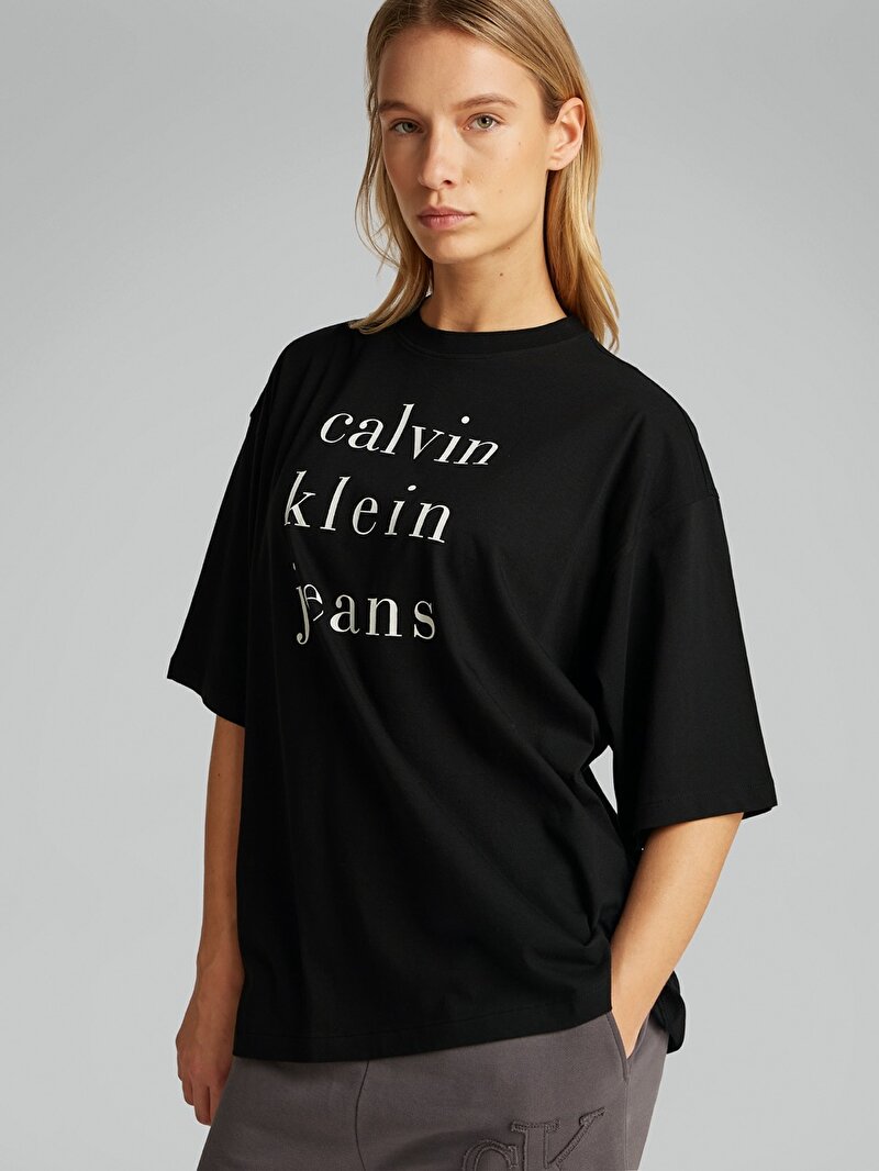 Calvin Klein Siyah Renkli Kadın CKJ Logo T-shirt