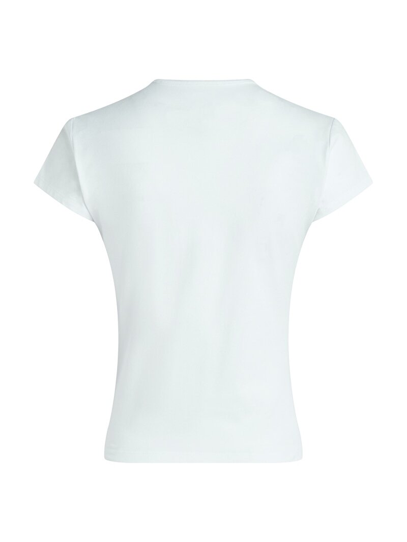 Calvin Klein Beyaz Renkli Kadın Slim Script CK T-shirt