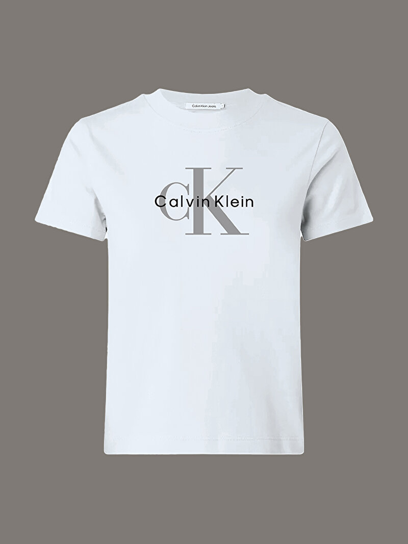 Calvin Klein Beyaz Renkli Kadın Hero Classic Mono T-shirt