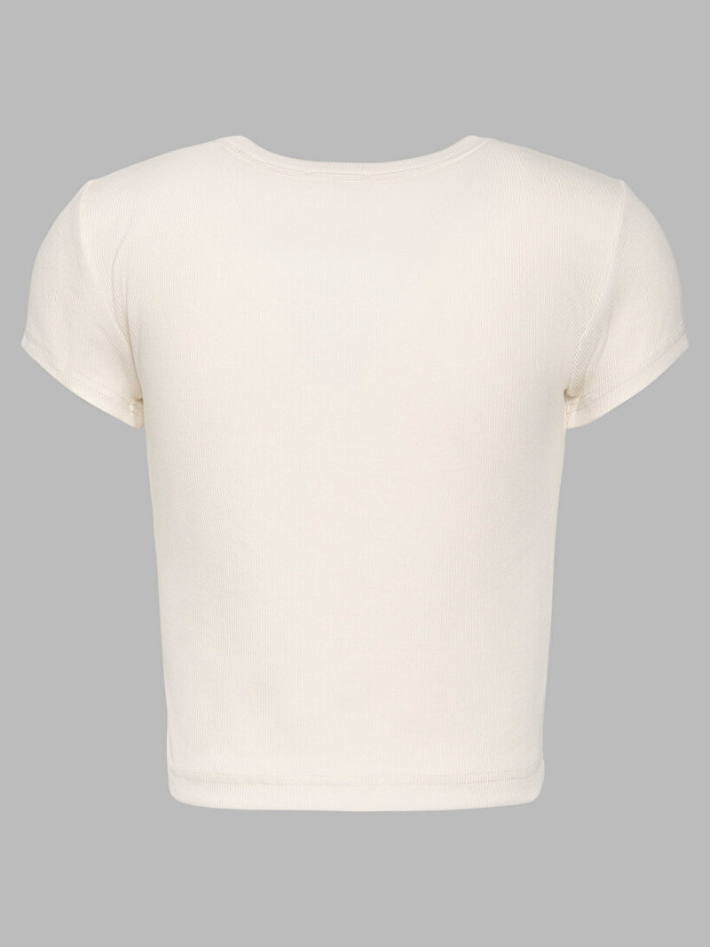 Calvin Klein Beyaz Renkli Kadın Woven Label Baby T-shirt