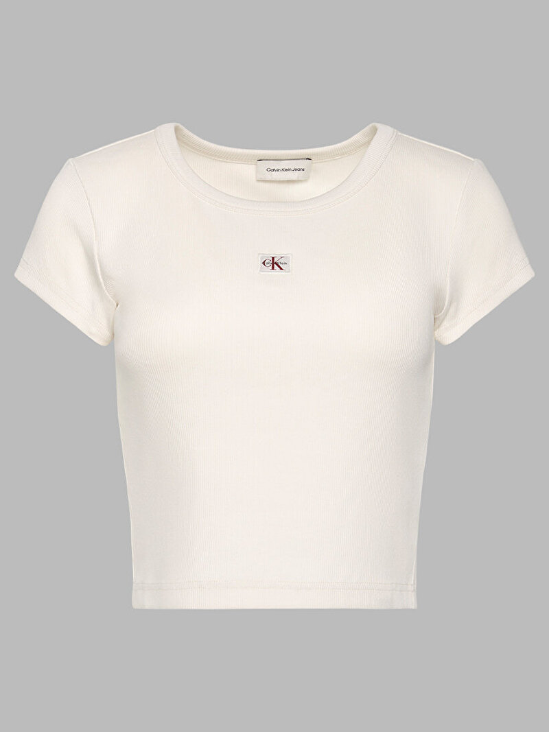 Calvin Klein Beyaz Renkli Kadın Woven Label Baby T-shirt