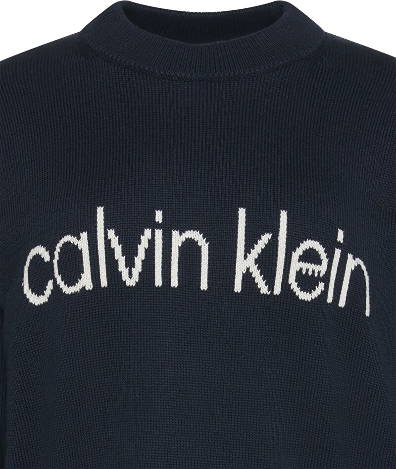 Calvin Klein Lacivert Renkli Kadın Cotton Graphic Kazak