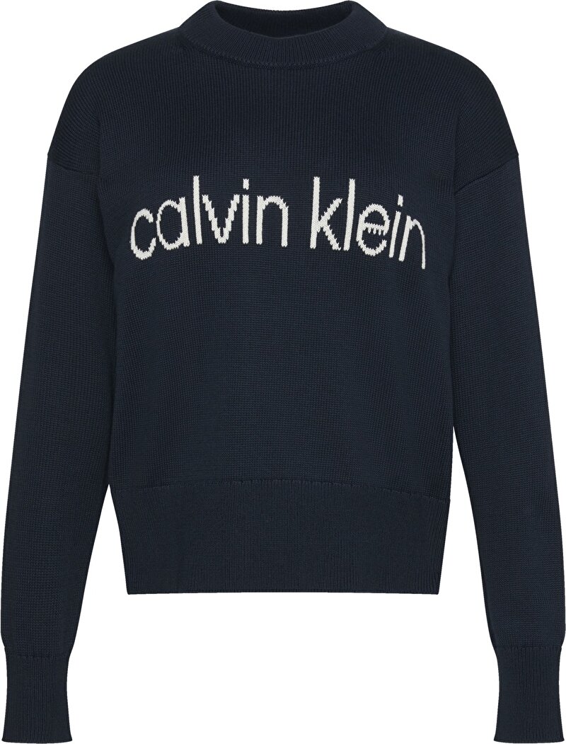 Calvin Klein Lacivert Renkli Kadın Cotton Graphic Kazak