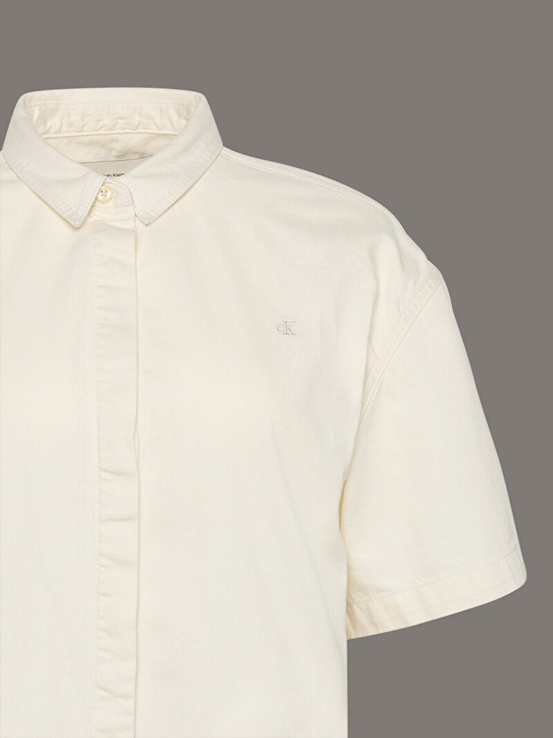 Calvin Klein Beyaz Renkli Kadın Denim Gömlek