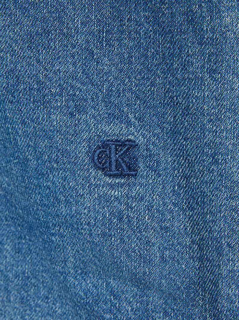 Calvin Klein Mavi Renkli Kadın Relaxed Linen Denim Gömlek