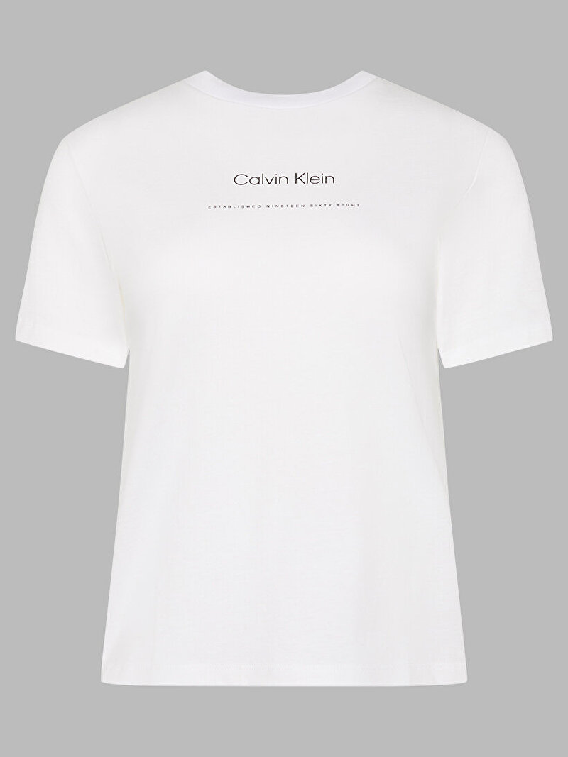 Calvin Klein Beyaz Renkli Kadın Multi Logo T-shirt