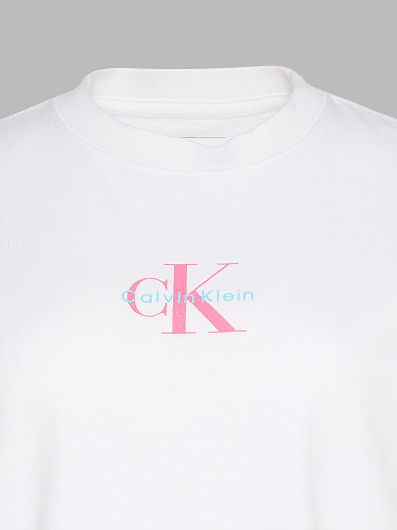 Calvin Klein Beyaz Renkli Kadın 20s Classic Logo T-shirt
