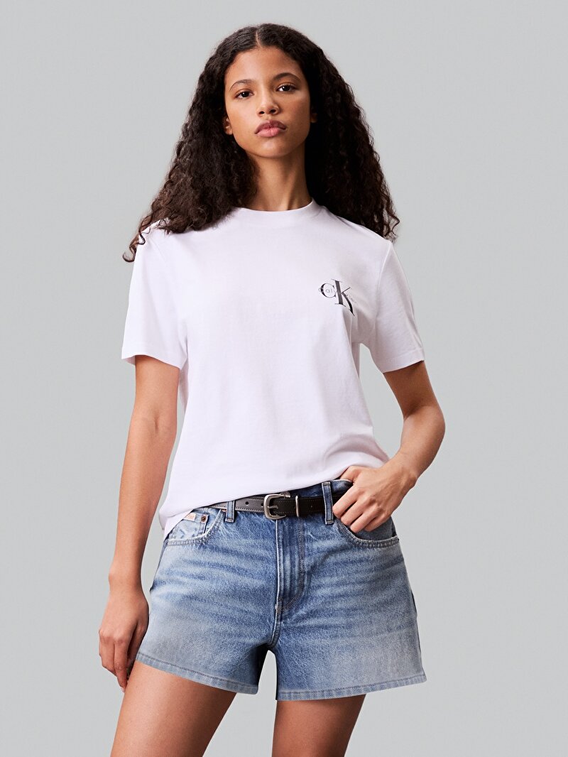 Calvin Klein Beyaz Renkli Kadın 2'li Paket Logo T-shirt