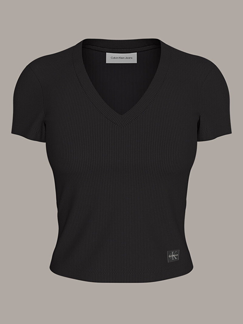 Calvin Klein Siyah Renkli Kadın Woven Label T-shirt