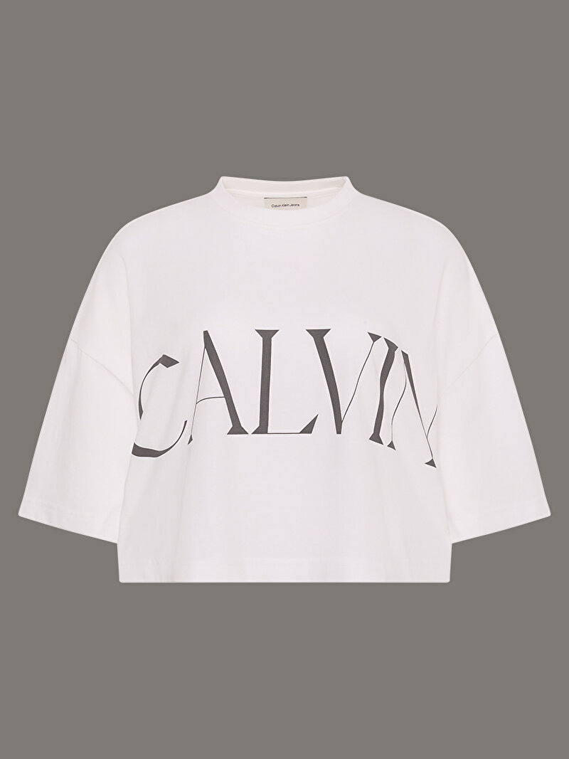 Calvin Klein Beyaz Renkli Kadın Calvin Klein Crop T-shirt