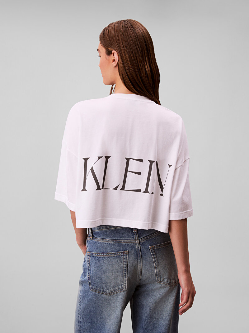 Calvin Klein Beyaz Renkli Kadın Calvin Klein Crop T-shirt