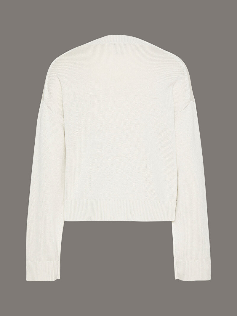 Calvin Klein Beyaz Renkli Kadın Long Sleeve Smooth Kazak