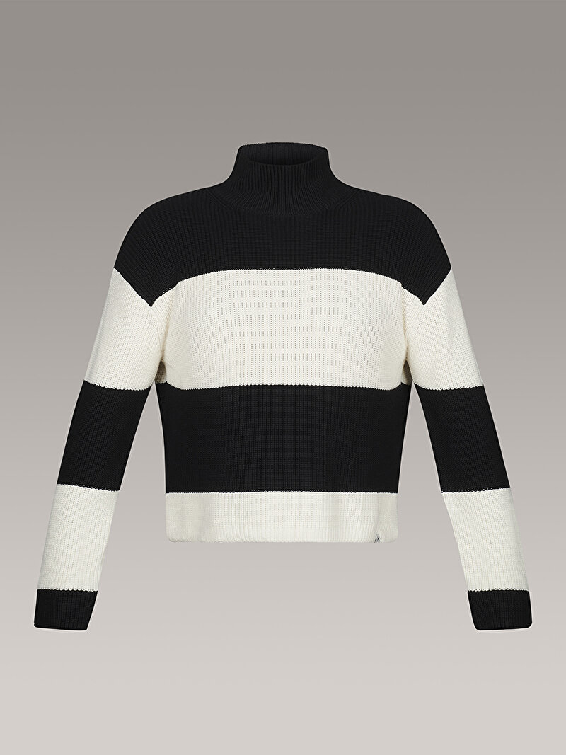 Calvin Klein Siyah Renkli Kadın Chunky Loose High Kazak