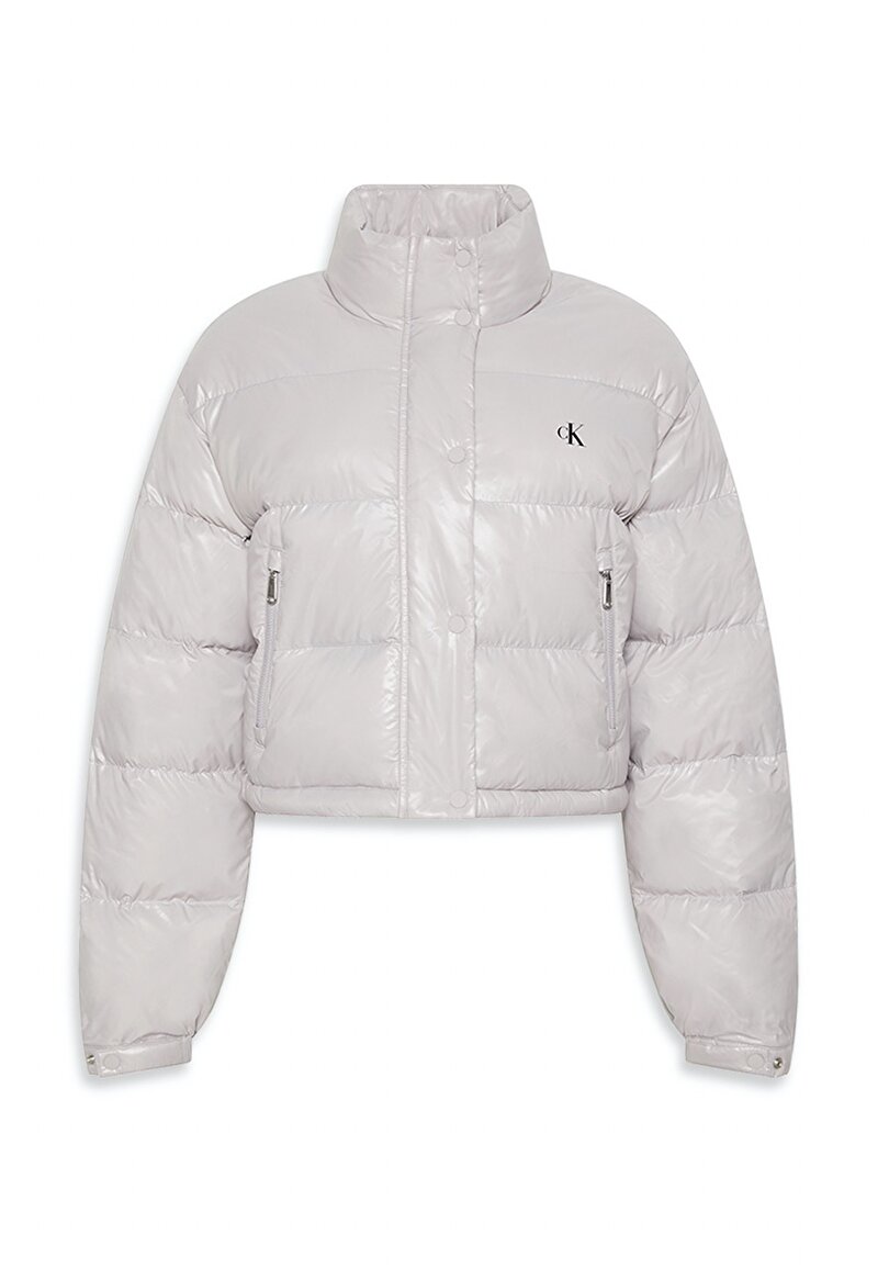 Calvin Klein Gri Renkli Kadın Shine Crop Puffer Mont