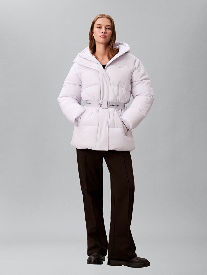 Calvin Klein Mor Renkli Kadın Belted Midweight Puffer Mont