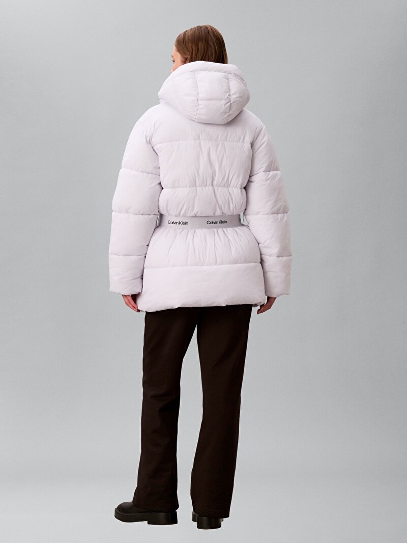 Calvin Klein Mor Renkli Kadın Belted Midweight Puffer Mont