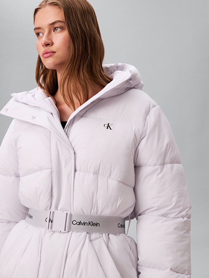 Calvin Klein Mor Renkli Kadın Belted Midweight Puffer Mont
