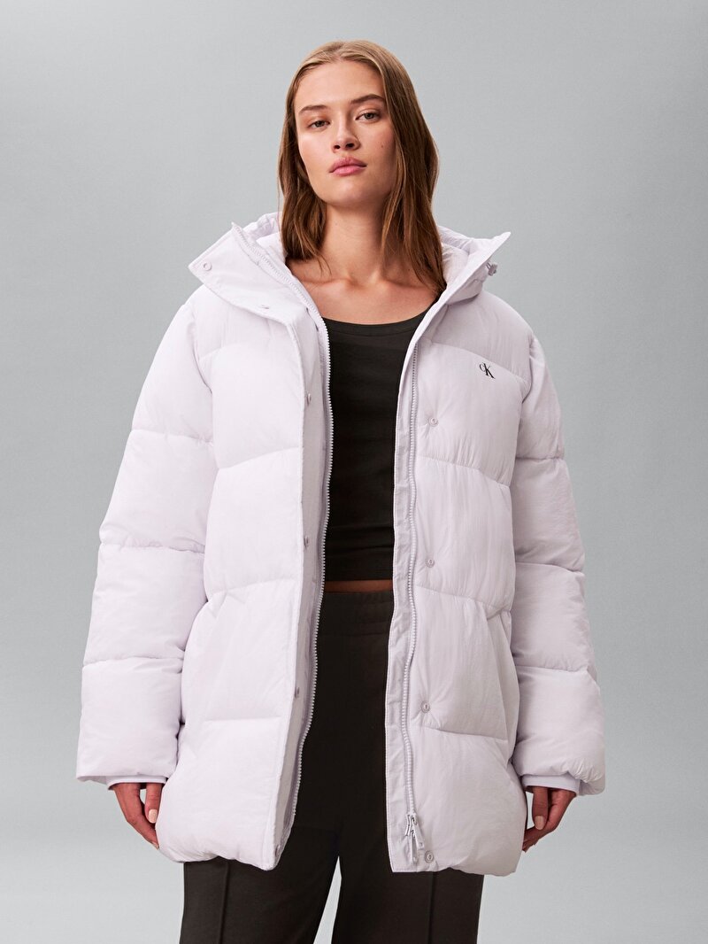 Calvin Klein Mor Renkli Kadın Belted Midweight Puffer Mont