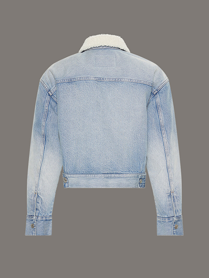 Calvin Klein Mavi Renkli Kadın Sherpa Wool Denim Ceket