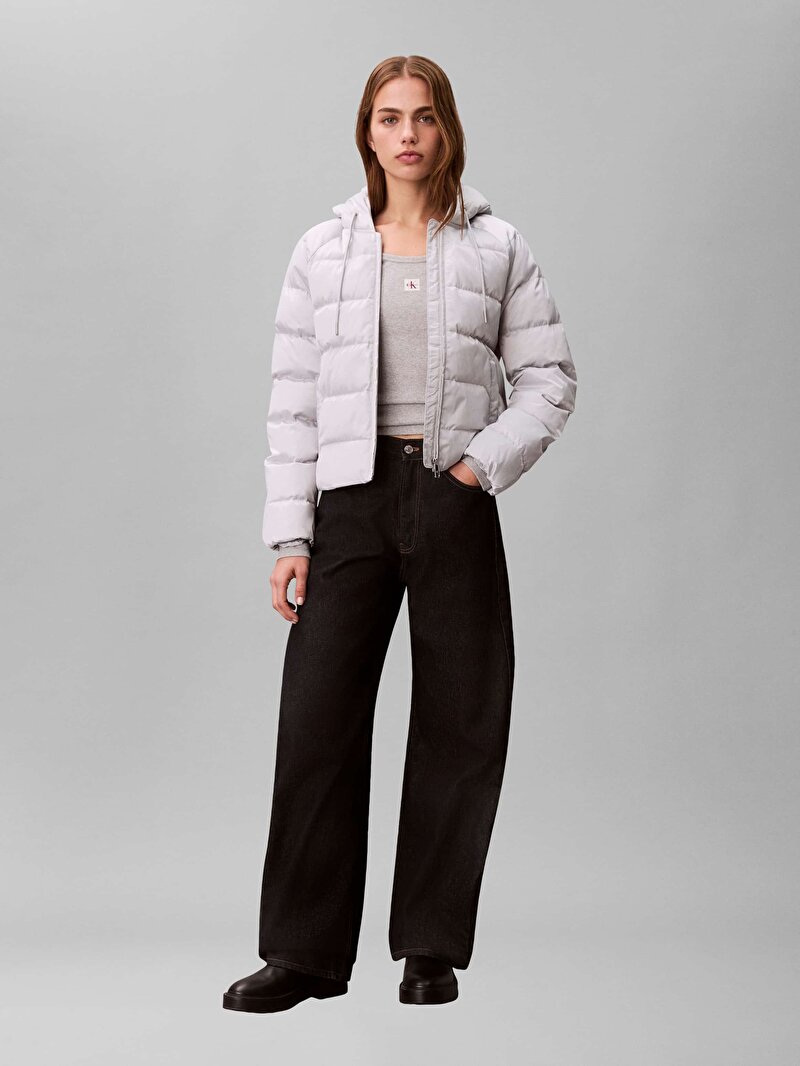 Calvin Klein Gri Renkli Kadın Satin Lightweight Mont