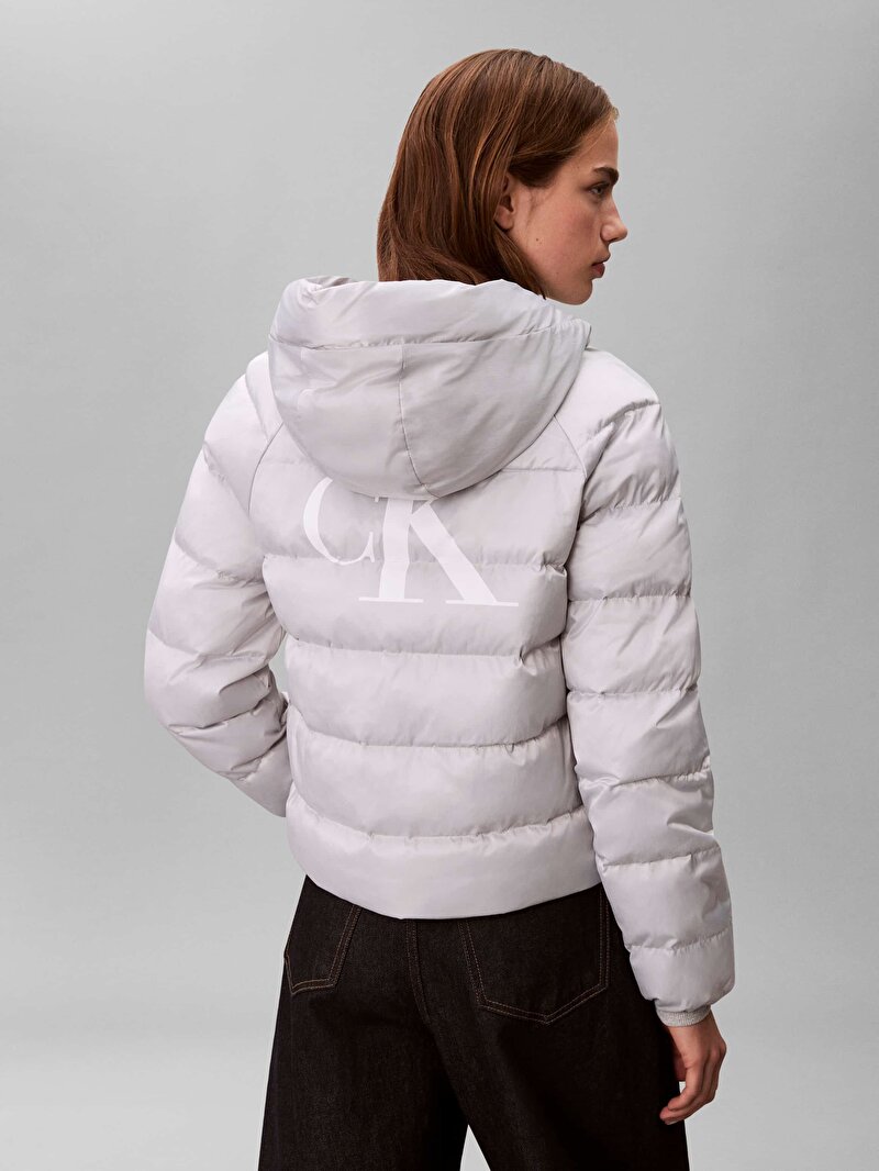 Calvin Klein Gri Renkli Kadın Satin Lightweight Mont