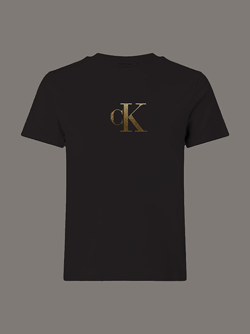 Calvin Klein Siyah Renkli Kadın Classic Foil T-shirt