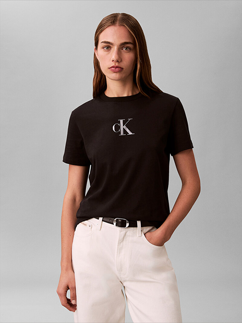 Calvin Klein Siyah Renkli Kadın Classic Foil T-shirt