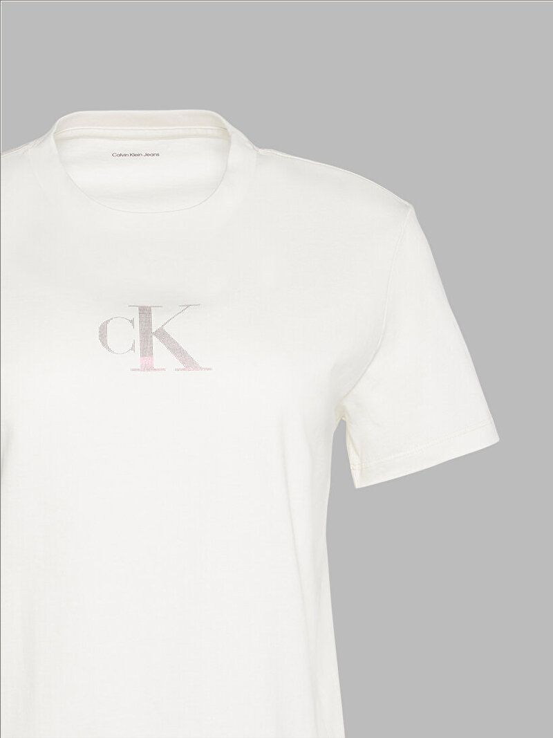 Calvin Klein Beyaz Renkli Kadın Classic Foil T-shirt