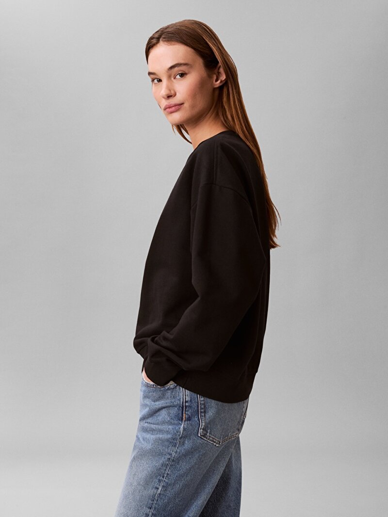 Calvin Klein Siyah Renkli Kadın Classic Foil Crewnk Sweatshirt