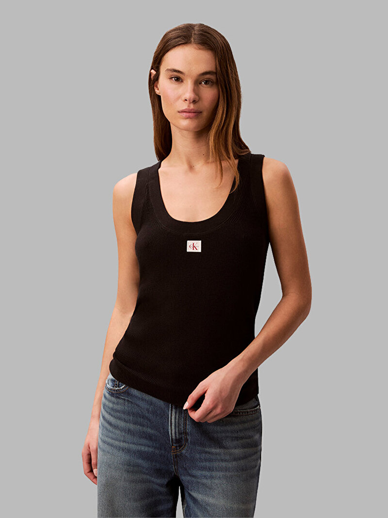 Calvin Klein Siyah Renkli Kadın Woven Label Tank Top