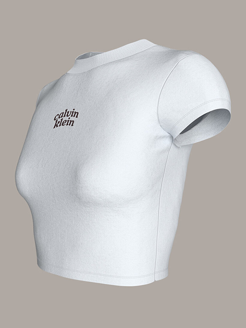 Calvin Klein Beyaz Renkli Kadın Seasonal Logo Baby T-shirt