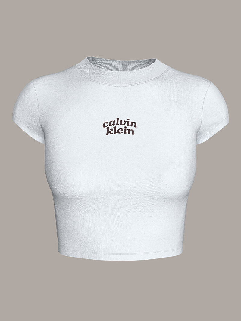 Calvin Klein Beyaz Renkli Kadın Seasonal Logo Baby T-shirt