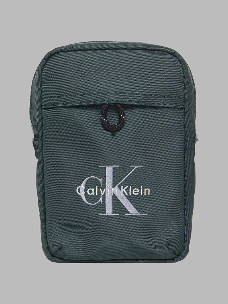 Calvin Klein Yeşil Renkli Erkek Bold Logo Naylon Slim Çapraz Çanta