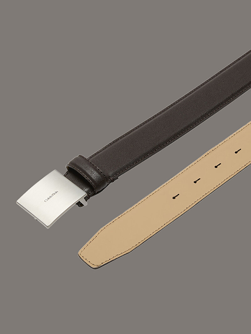 Calvin Klein Kahverengi Renkli Erkek Plaque Buckle 35mm Kemer